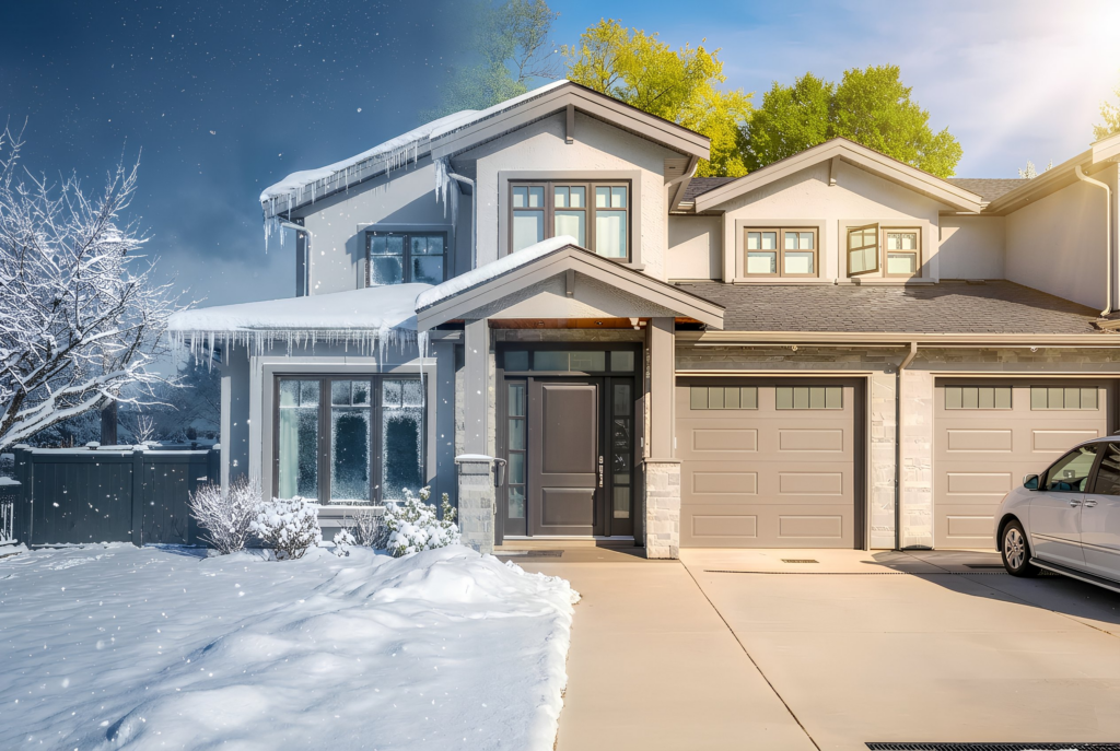 Big house covered with white snow